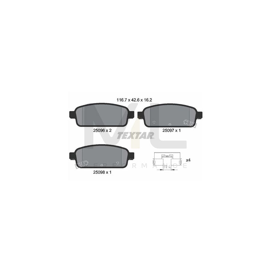 TEXTAR 2509601 Brake pad set with acoustic wear warning