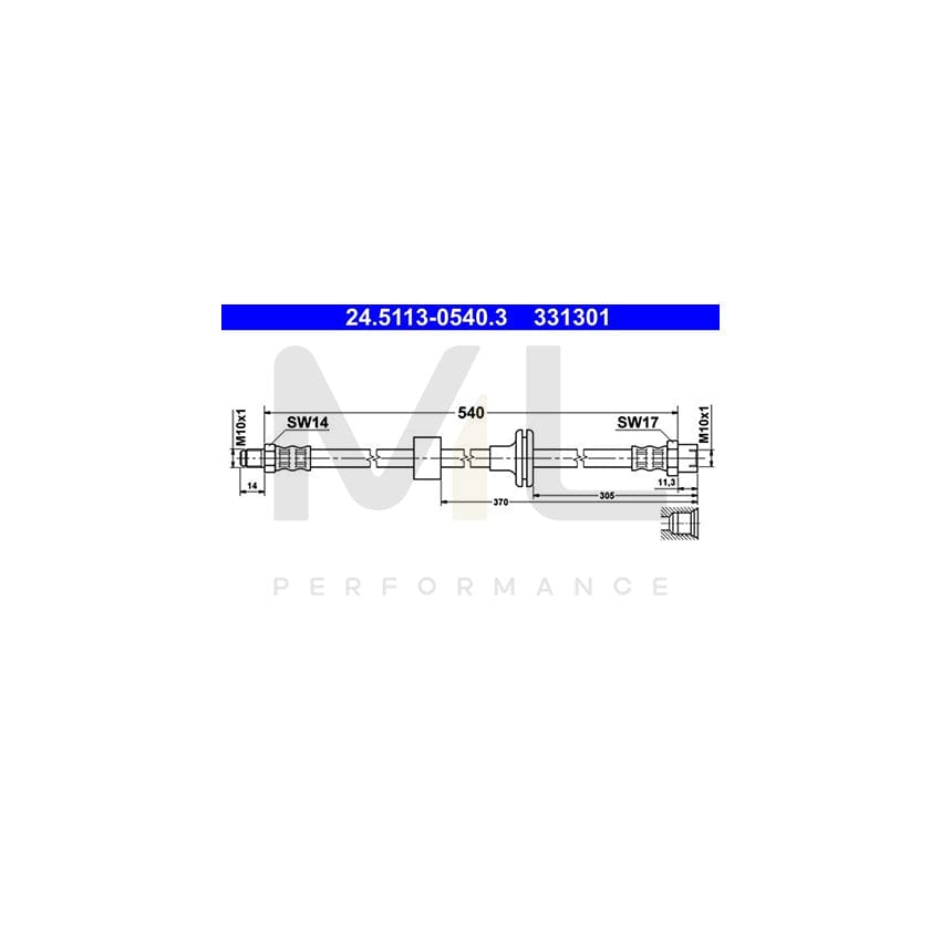 ATE 24.5113-0540.3 Brake Hose suitable for MERCEDES-BENZ S-Class 540mm, M10x1