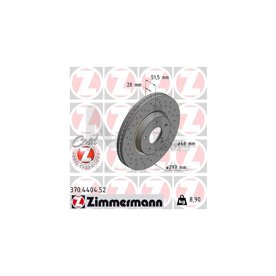 ZIMMERMANN 370.4404.52 Brake Disc for MAZDA 6 Internally Vented, Perforated, Coated  - 1 piece