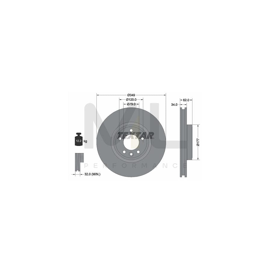 TEXTAR 92307605 Brake Disc Internally Vented, Coated, High-carbon, without wheel hub  - 1 piece