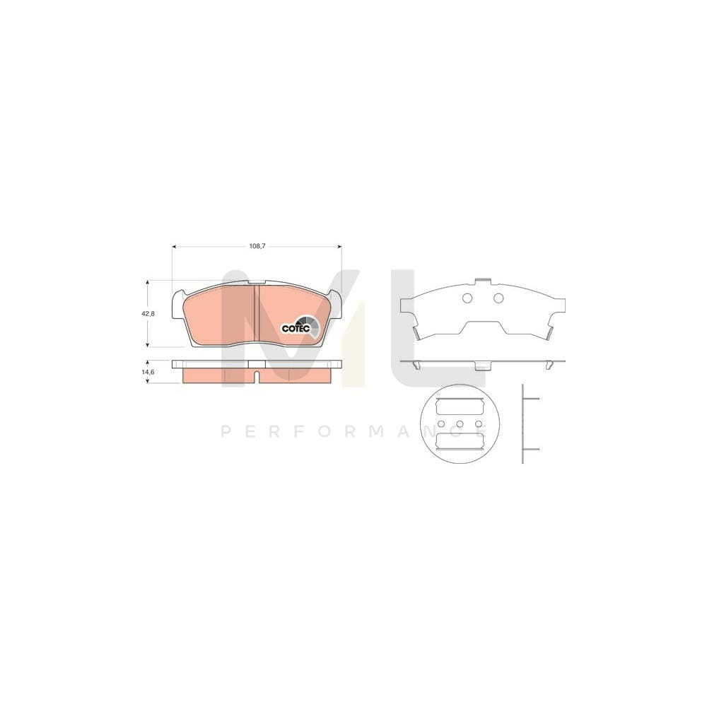 TRW Cotec Gdb3411 Brake Pad Set Not Prepared For Wear Indicator