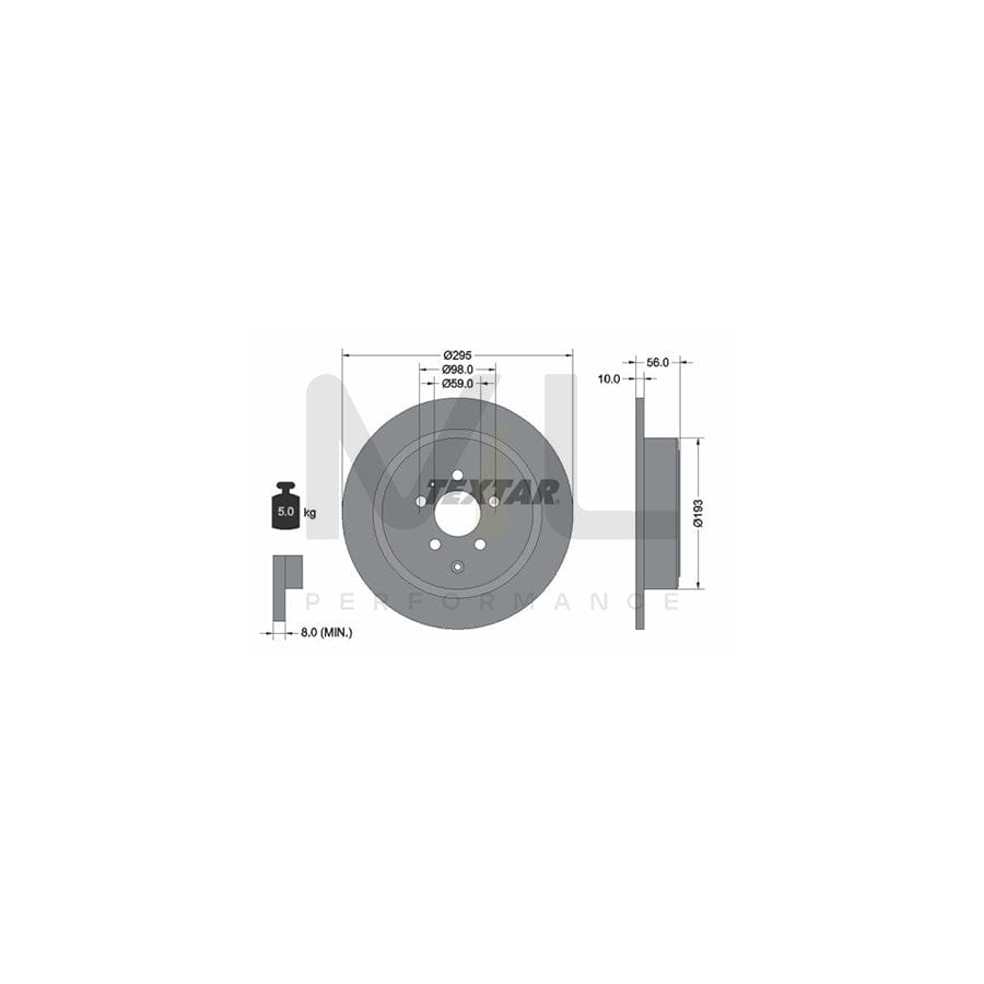 TEXTAR 92074100 Brake Disc Solid, without wheel hub, without wheel studs  - 1 piece