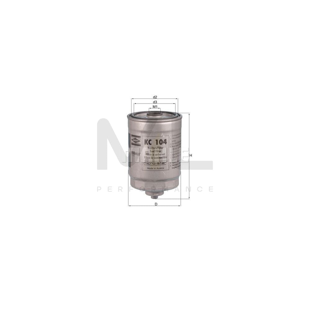 MAHLE ORIGINAL KC 104 Fuel filter Spin-on Filter | ML Performance Car Parts
