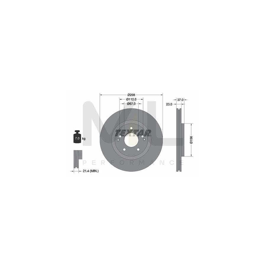 TEXTAR 92324903 Brake Disc Internally Vented, Coated, without wheel hub, without wheel studs  - 1 piece