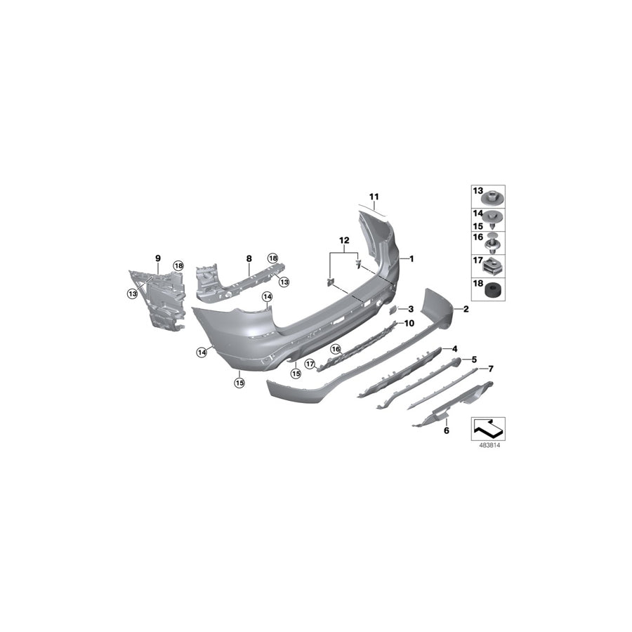 Genuine BMW 51127458877 G01 Trim Cover, Bumper, Rear Lower US LUXURY LINE (Inc. X3 20iX, X3 30iX & X3 20i)