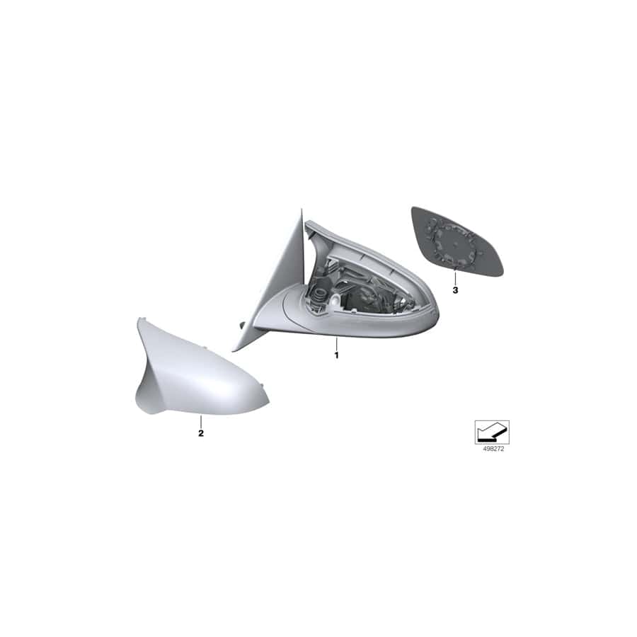 Genuine BMW 51168074242 F87 M Outside Mirror W/O Lens, Heated, Right (Inc. M2 & M2 Competition)
