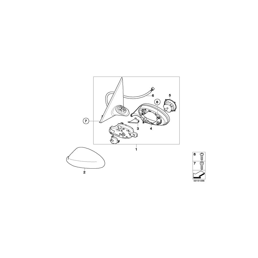 Genuine BMW 51167282628 E92 E93 Outside Mirror Heated With Memory,Right (Inc. 330xd, 335i & 330i)