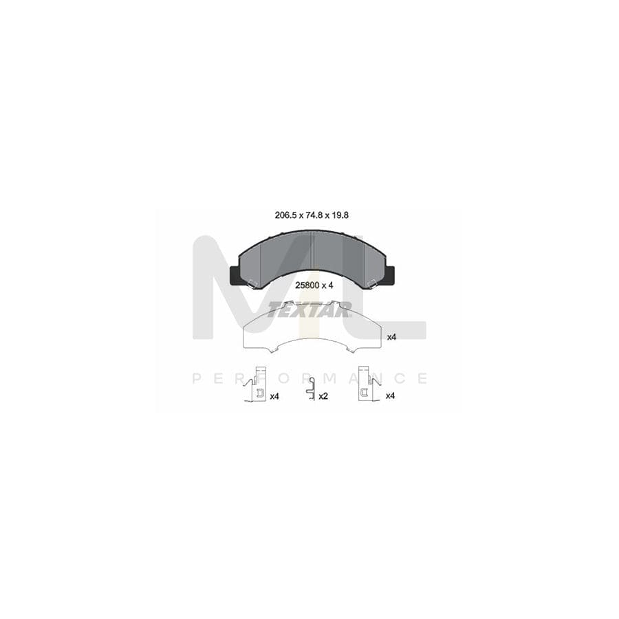 TEXTAR 2580001 Brake pad set incl. wear warning contact, with accessories