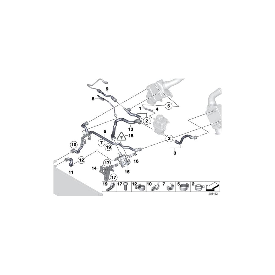 Genuine BMW 17127619698 F11 F13 F12 Coolant Hose (Inc. 550iX 4.0, 650i & 550i)
