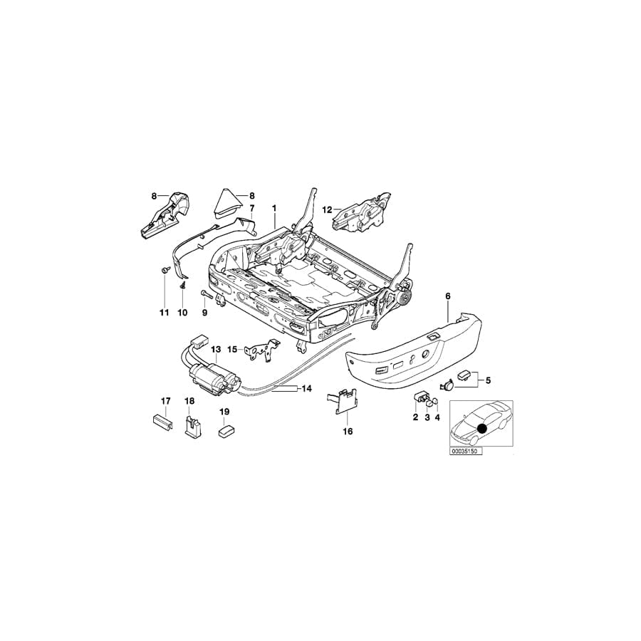 Genuine BMW 52108207261 E39 E38 Cover, Switch, Backrest Top Adjustment SANDBEIGE (Inc. 530i, 750iLS & L7)