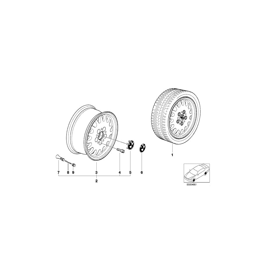 Genuine BMW 36111180447 E36 Light Alloy Rim 7JX15 ET:47 (Inc. 328i, Z3 1.8 & 318tds)