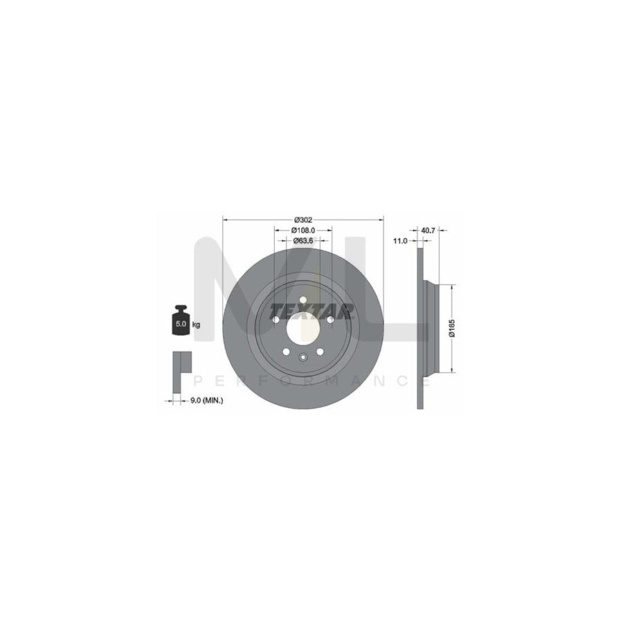 TEXTAR 92162900 Brake Disc Solid, without wheel hub, without wheel studs  - 1 piece