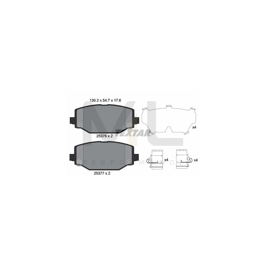 TEXTAR 2537601 Brake pad set with acoustic wear warning, with accessories