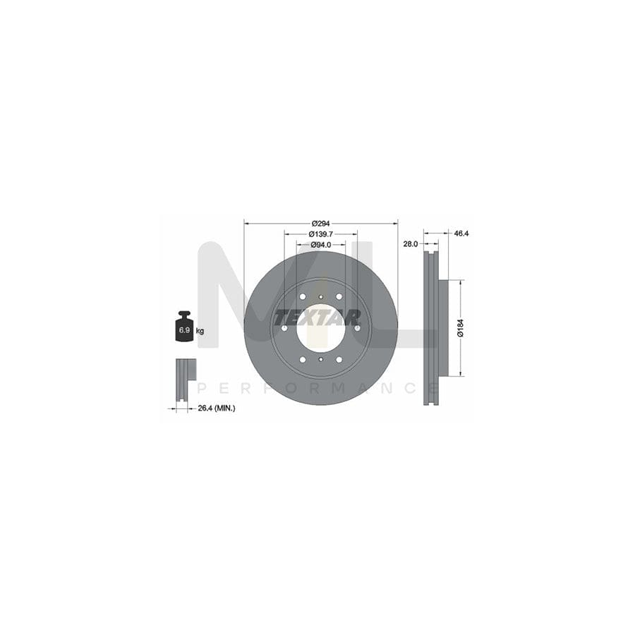 TEXTAR PRO 92180203 Brake Disc Internally Vented, Coated, without wheel hub, without wheel studs  - 1 piece