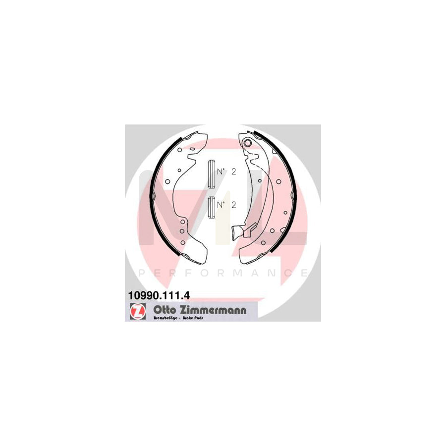 ZIMMERMANN 10990.111.4 Brake Shoe Set Photo corresponds to scope of supply, with lever