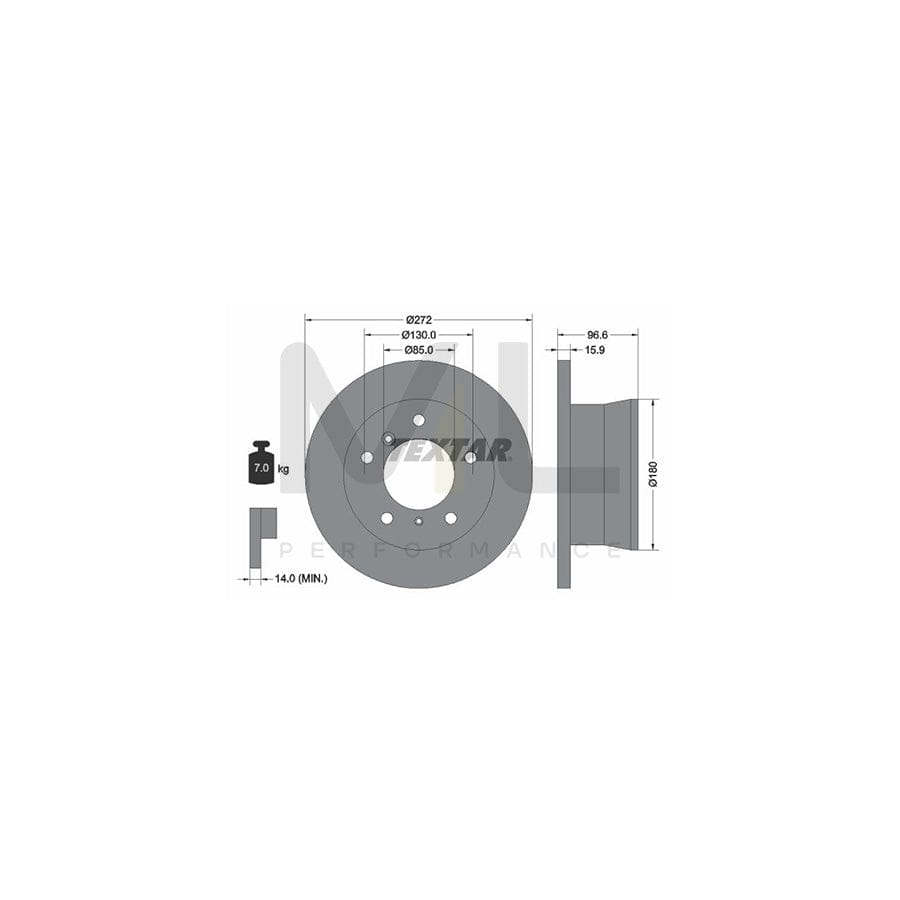 TEXTAR PRO 92137603 Brake Disc Solid, Coated, without wheel hub, without wheel studs  - 1 piece