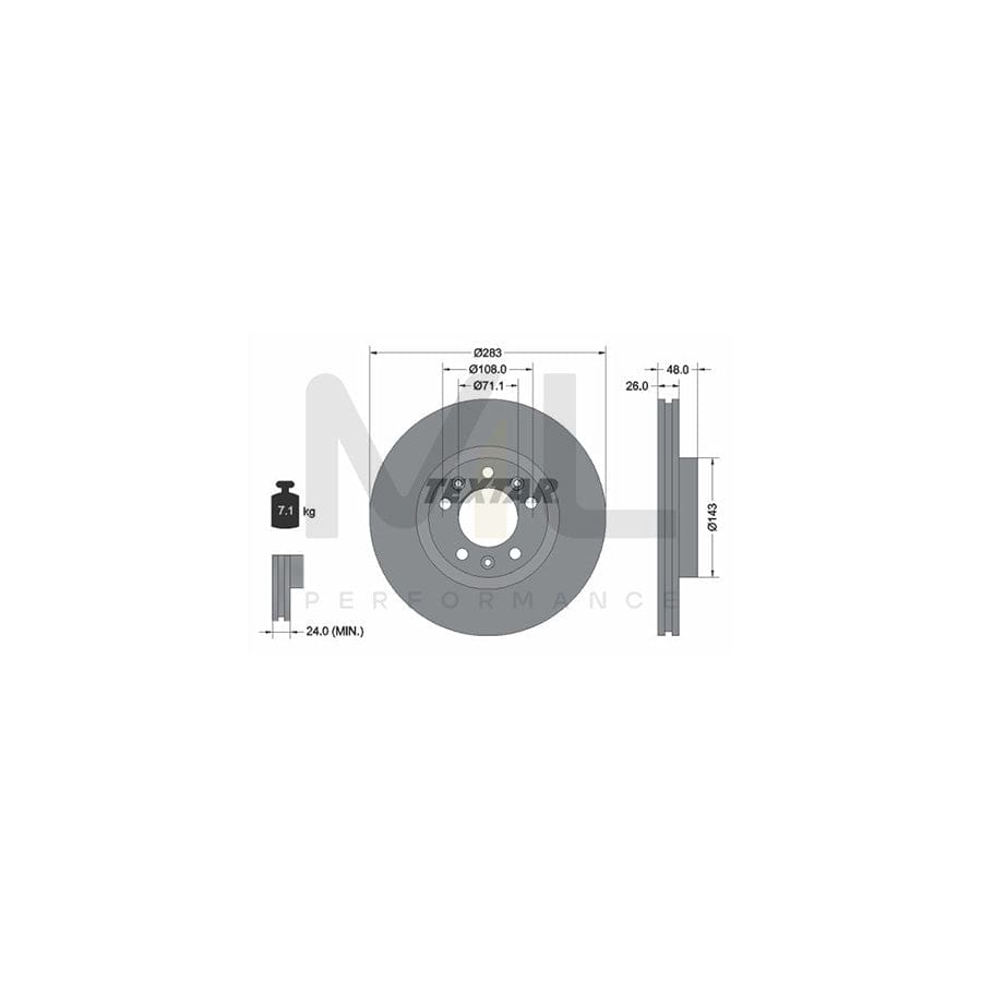 TEXTAR 92111800 Brake Disc Internally Vented, without wheel hub, without wheel studs  - 1 piece