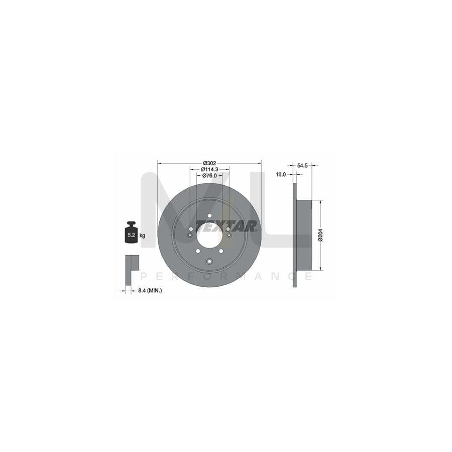 TEXTAR PRO 92293303 Brake Disc Solid, Coated, without wheel hub, without wheel studs  - 1 piece