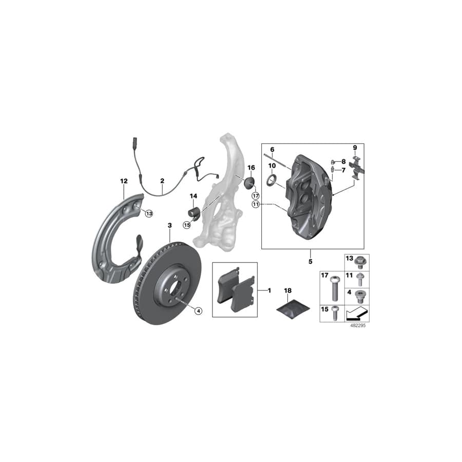 Genuine BMW 34116884758 G11 G12 Brake Caliper Housing Silver Right (Inc. 750i, 750LiX 4.0 & 750LiX 4.4)