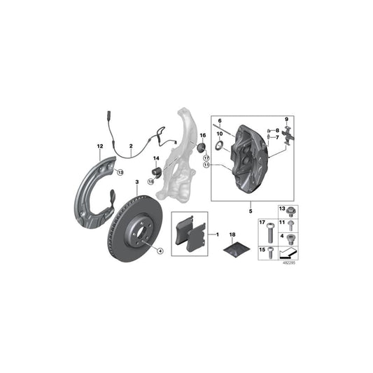 Genuine BMW 34116884758 G11 G12 Brake Caliper Housing Silver Right (Inc. 750i, 750LiX 4.0 & 750LiX 4.4)