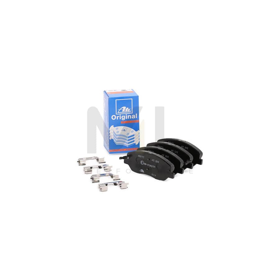 ATE 13.0460-5777.2 Brake pad set with acoustic wear warning, with anti-squeak plate, with accessories