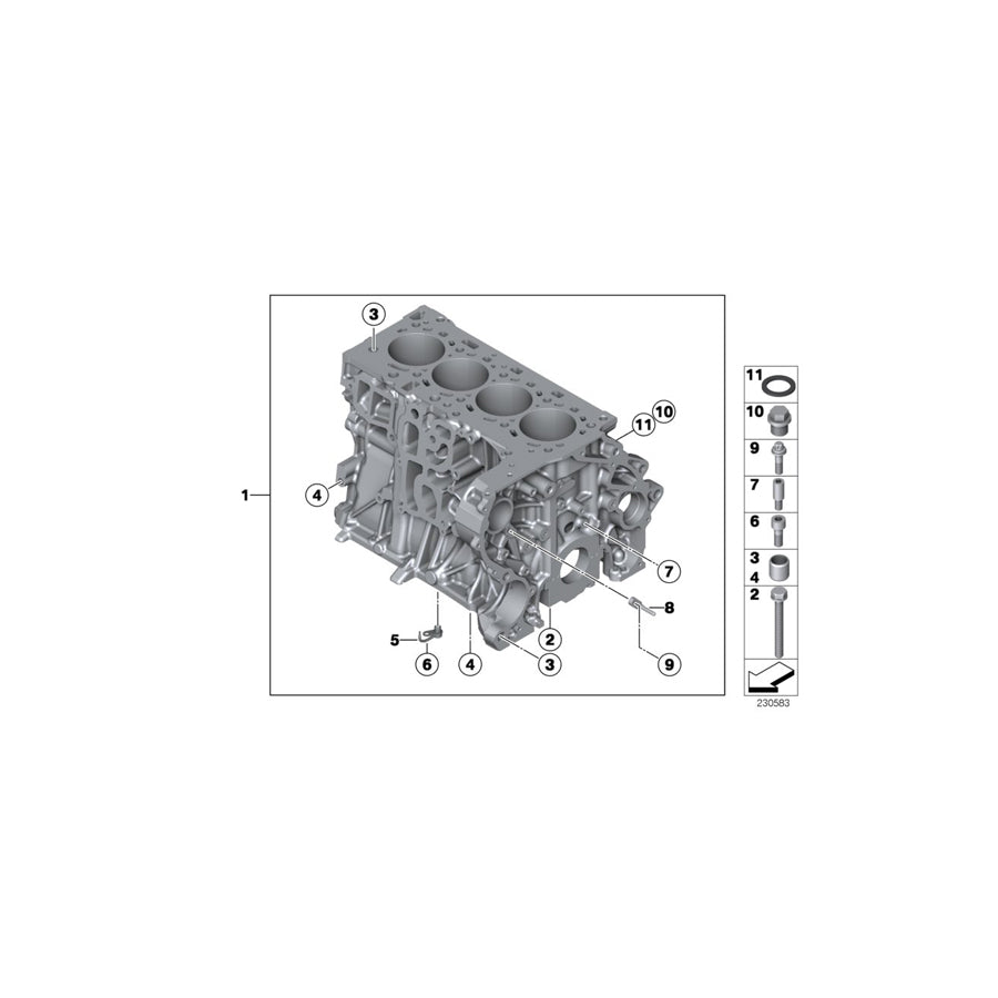 Genuine BMW 11112182530 Engine Block With Piston (Inc. One D & Cooper D)