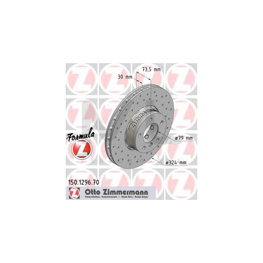 ZIMMERMANN 150.1296.70 Brake Disc for BMW 5 Series Perforated, Vented, High-carbon  - 1 piece
