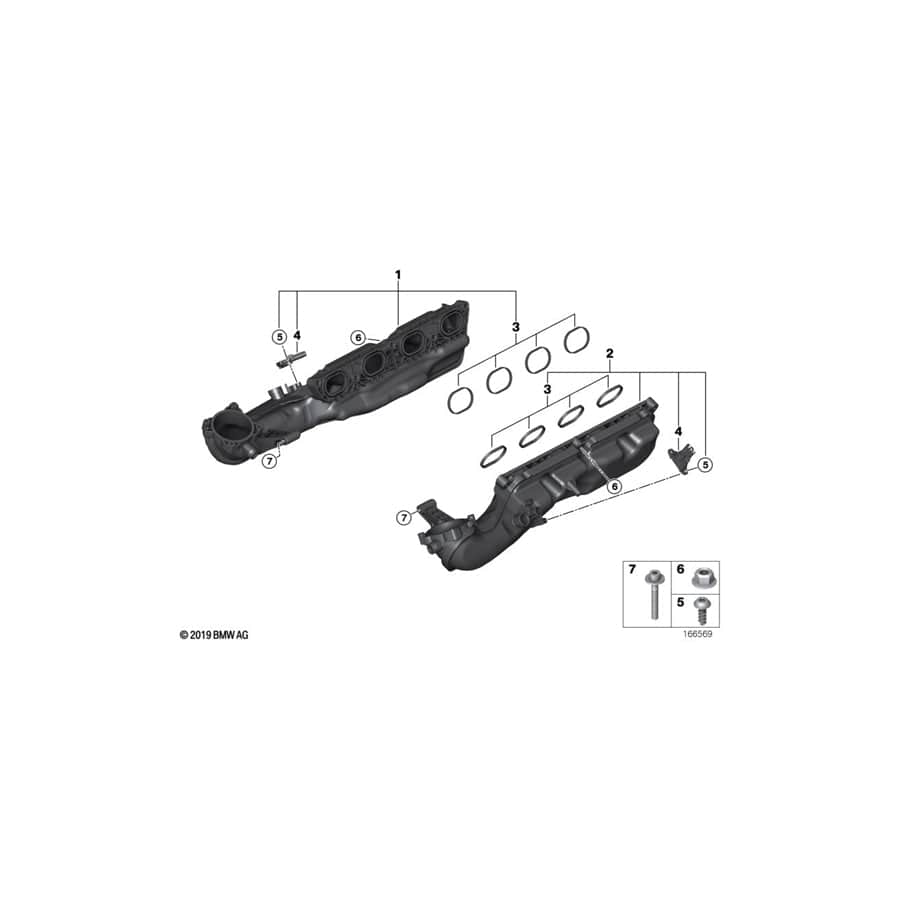 Genuine BMW 11617555663 F02 E72 F10 Intake Manifold System ZYL. 1-4 (Inc. AlpinaB7LX, Hybrid X6 & 650i)