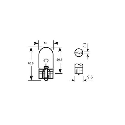 RING R504 12V 3W W3W Capless  W2.1 x 9.5d Side & Tail/Panel/Interior (10 units)