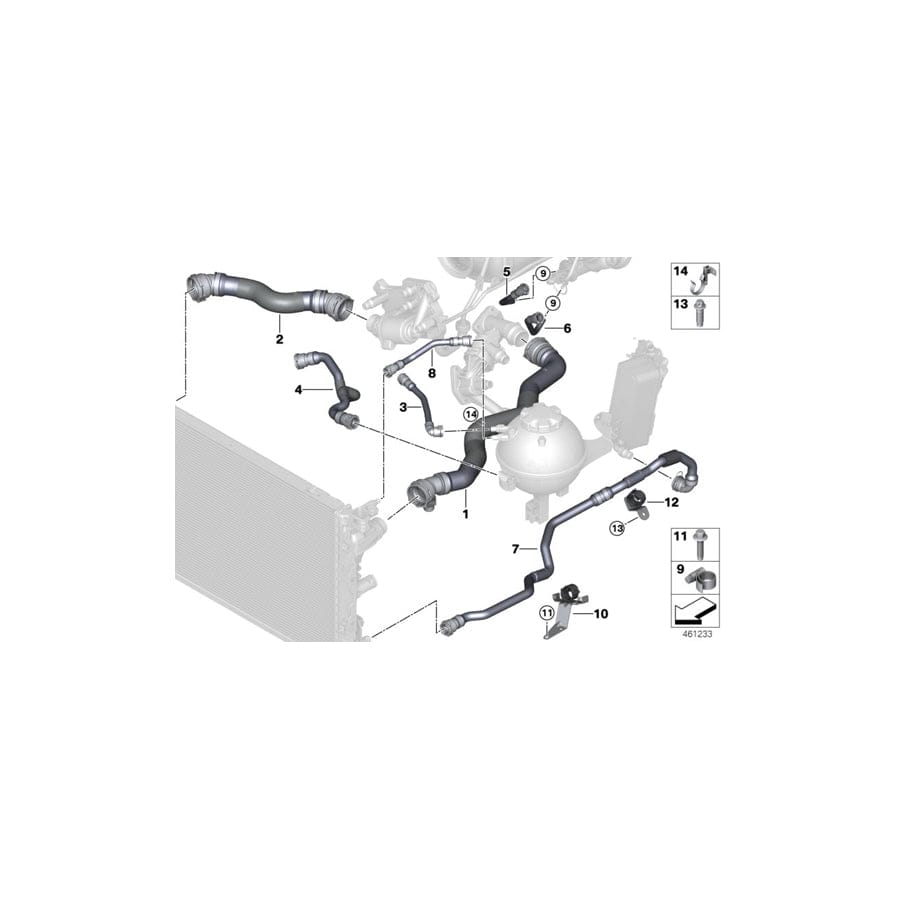 Genuine BMW 17128572908 G12 G31 G14 Hose, Expansion Tank- Water pump (Inc. 740LdX, 630dX & 730LdX)