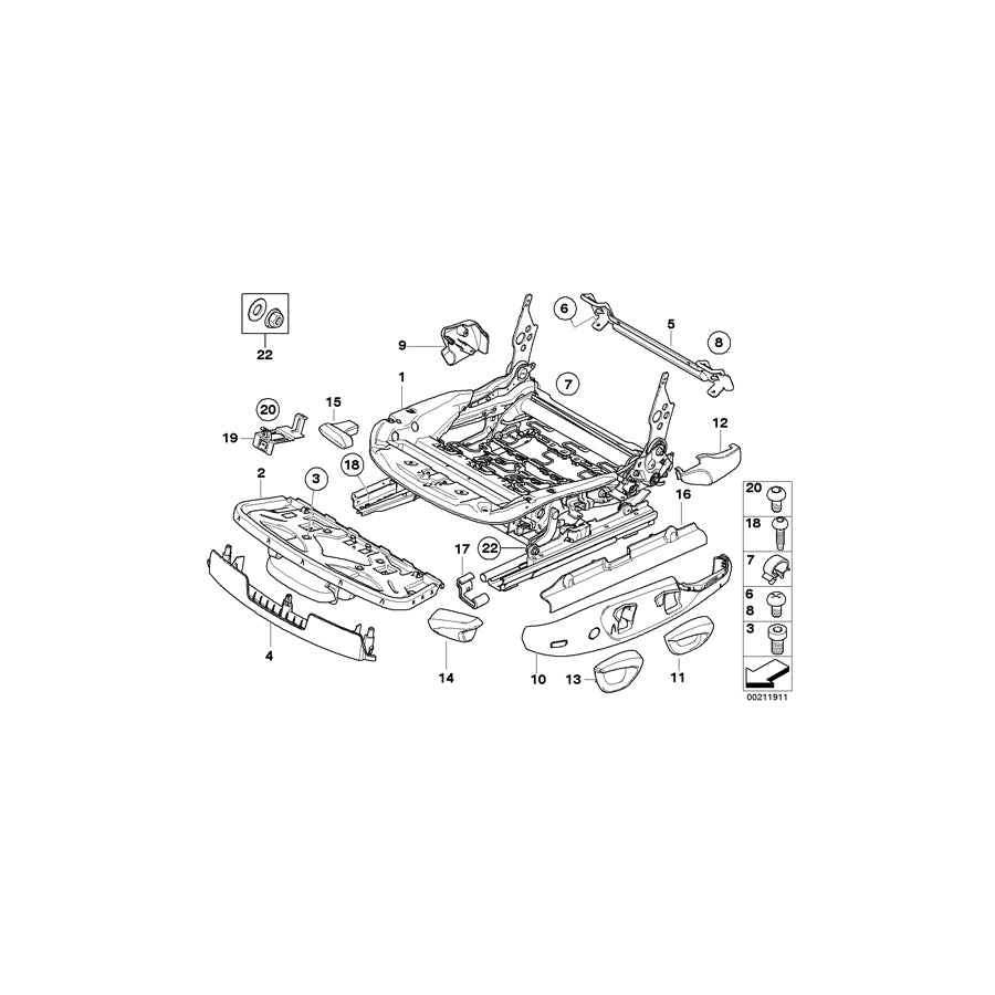 Genuine BMW 52109133413 E88 Seat Mechanism Left (Inc. 118i, 118d & 120i)