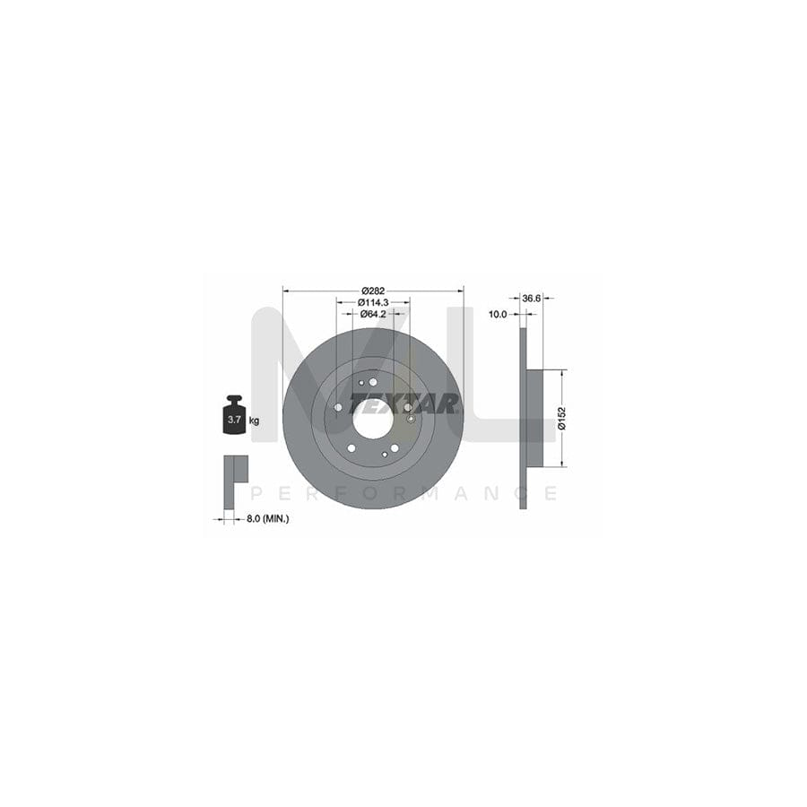 TEXTAR 92301303 Brake Disc for HONDA CIVIC Solid, Coated, without wheel hub, without wheel studs  - 1 piece