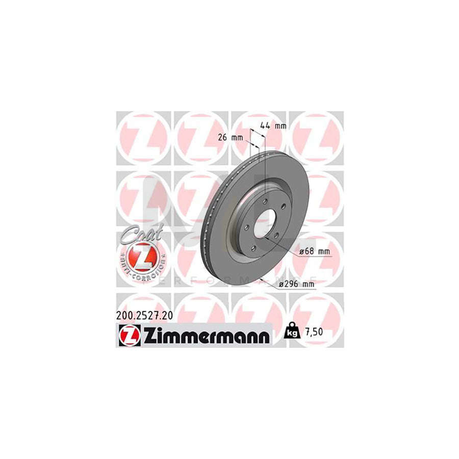 ZIMMERMANN COAT Z 200.2527.20 Brake Disc for NISSAN Juke (F15) Internally Vented, Coated  - 1 piece
