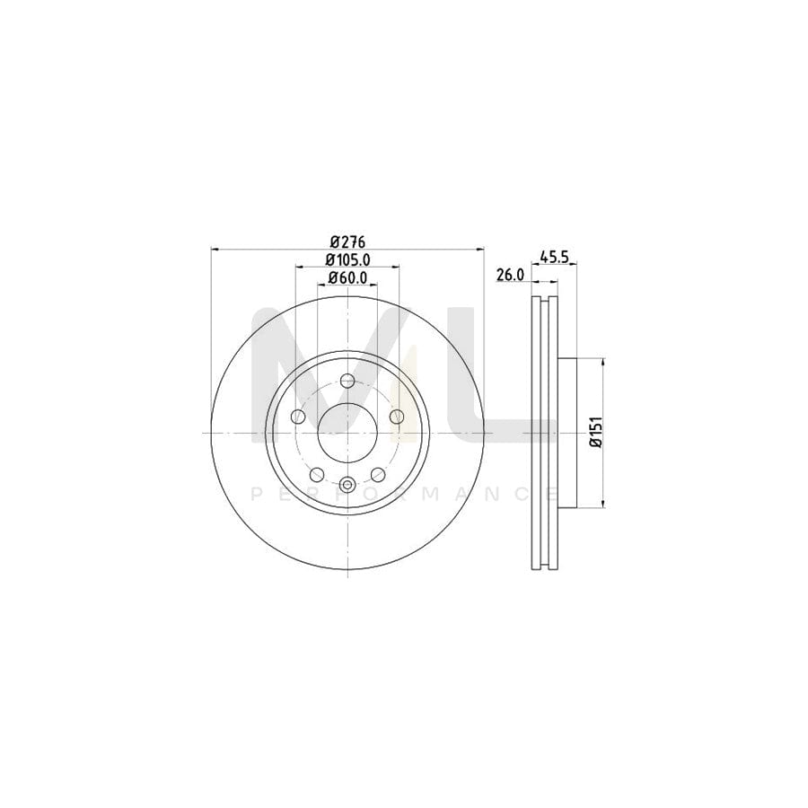 HELLA PRO 8DD 355 116-351 Brake Disc Internally Vented, Coated, without wheel hub, without wheel studs | ML Performance Car Parts