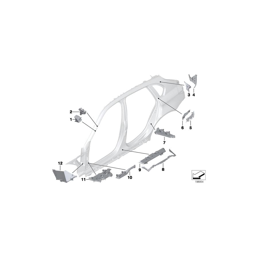 Genuine BMW 41212990285 E84 Molded Part Column A, Bottom Int. Left (Inc. X1)