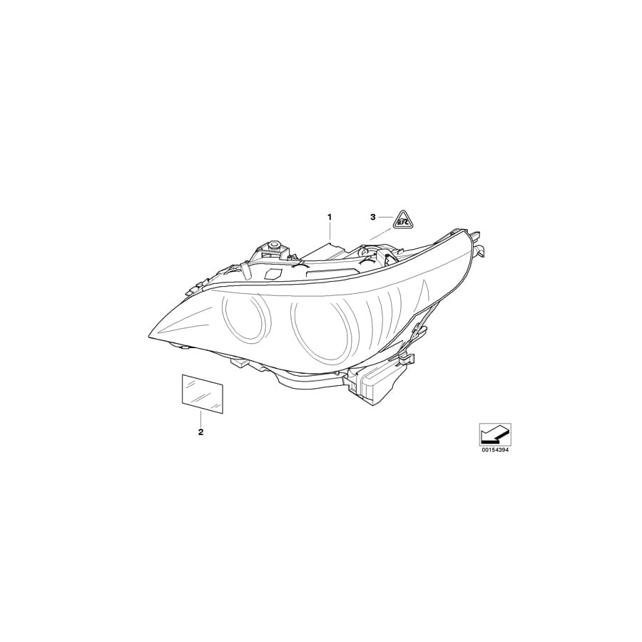 Genuine BMW 63127160158 E60 E61 Bi-Xenon Headlight Akl, Right (Inc. 530xi, 525xi & 545i)