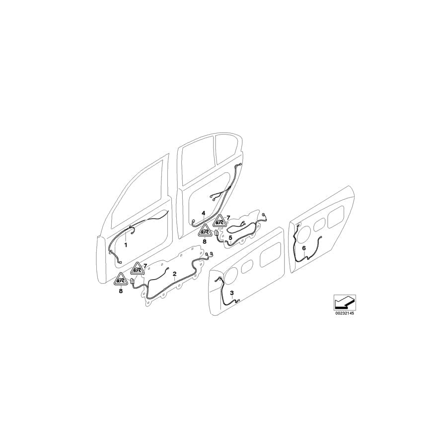 Genuine BMW 61126923701 E65 E66 Door Wiring Harness, Rear Door Trim (Inc. 740d, 760Li & 745i)