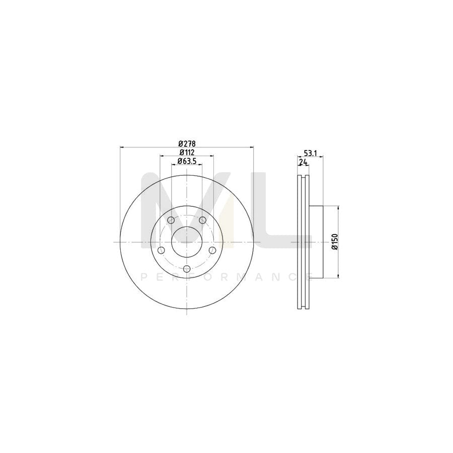 TEXTAR 92092400 Brake Disc for FORD SCORPIO Externally Vented, without wheel hub, without wheel studs  - 1 piece