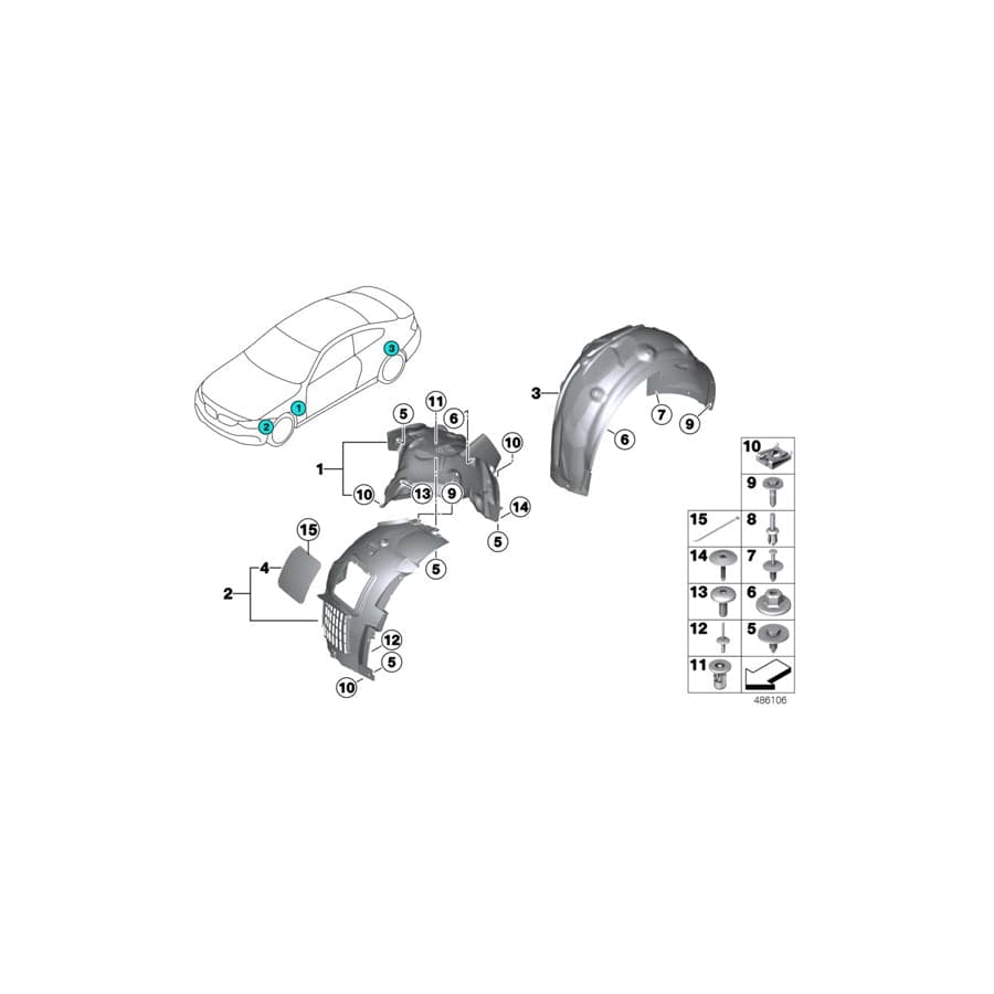 Genuine BMW 51718431892 Cover, Wheelhousing, Fr. Sec., Front Rgt REINFORCED (Inc. M4 GT4)