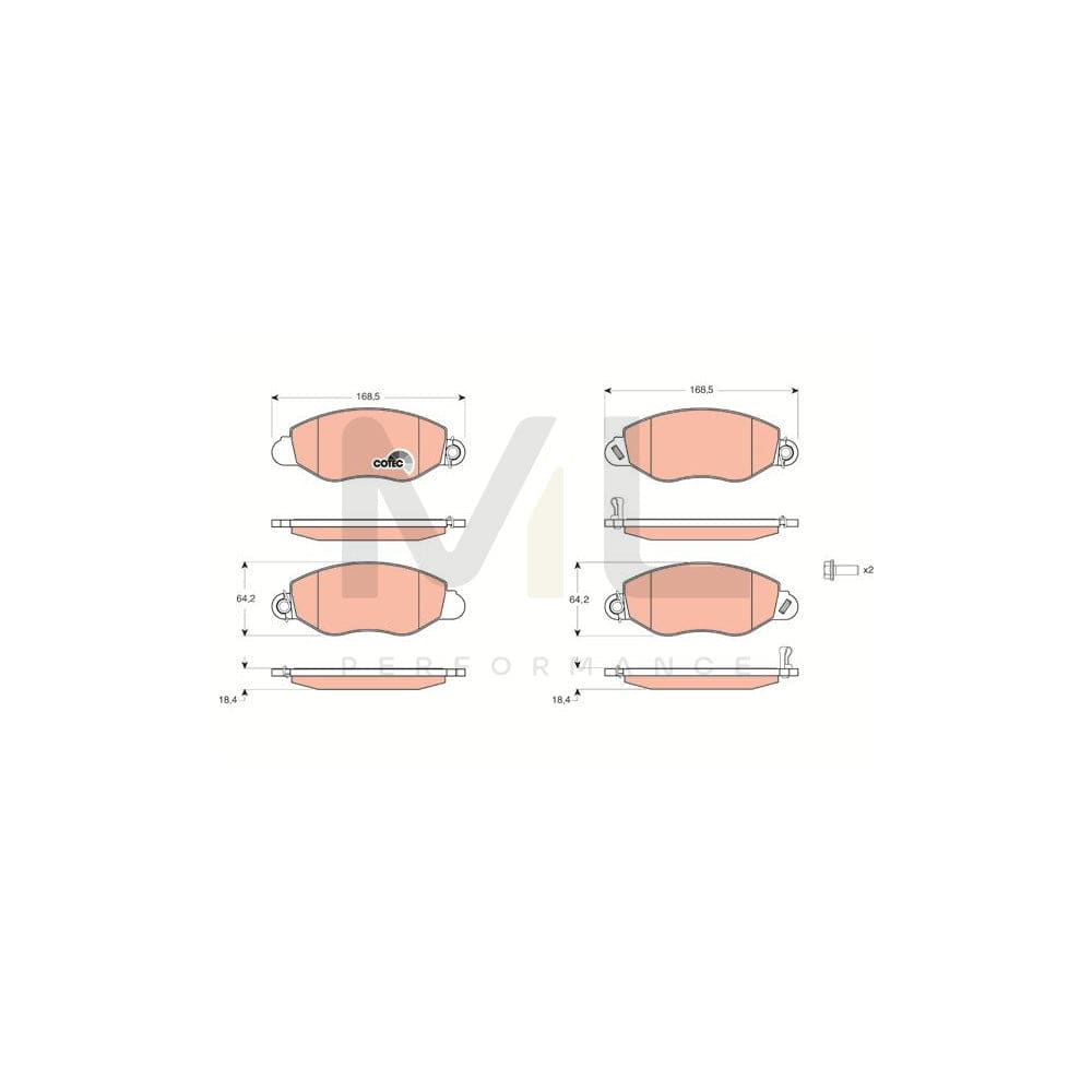 TRW Cotec Gdb1461 Brake Pad Set For Ford Transit With Acoustic Wear Warning, With Brake Caliper Screws, With Accessories