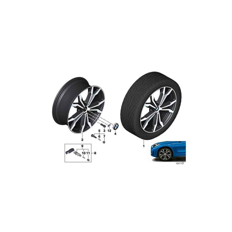 Genuine BMW 36108008622 F39 F48 Disc Wheel Light Alloy Jet Bl.Sol.Paint 8JX20 ET:50 (Inc. X2 18dX, X1 25iX & X2 28i)
