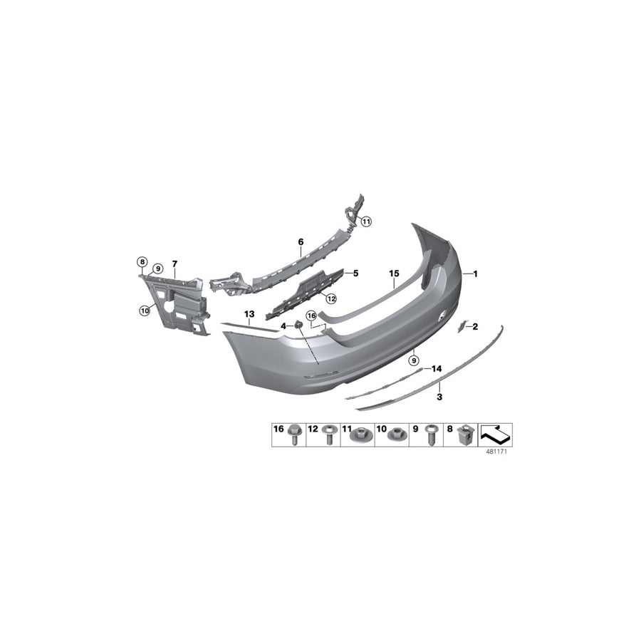 Genuine BMW 51127496116 F36 Bumper Trim Panel, Primed, Rear 2FLUTIG PDC/PMA (Inc. 425d, 420d & 420dX)