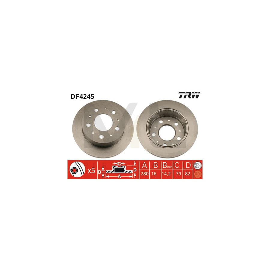 TRW DF4245 Brake Disc Solid, Painted  - 1 piece