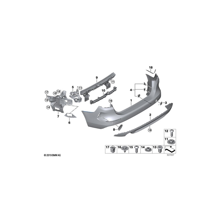 Genuine BMW 51127490940 F44 Cover, Bumper, Rear Right (Inc. 228iX, 218i & 220d)