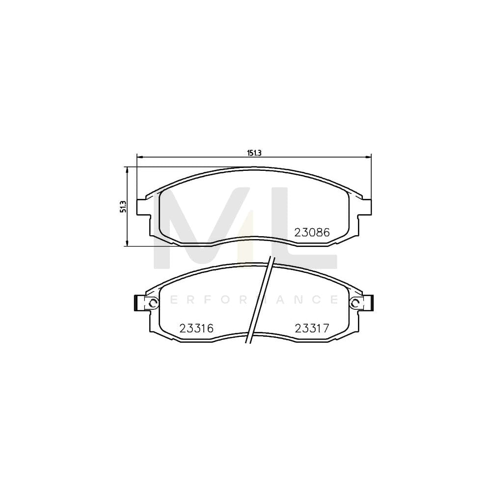 Hella 8DB 355 006-731 Brake Pad Set For Mitsubishi L 200 With Acoustic Wear Warning | ML Performance Car Parts