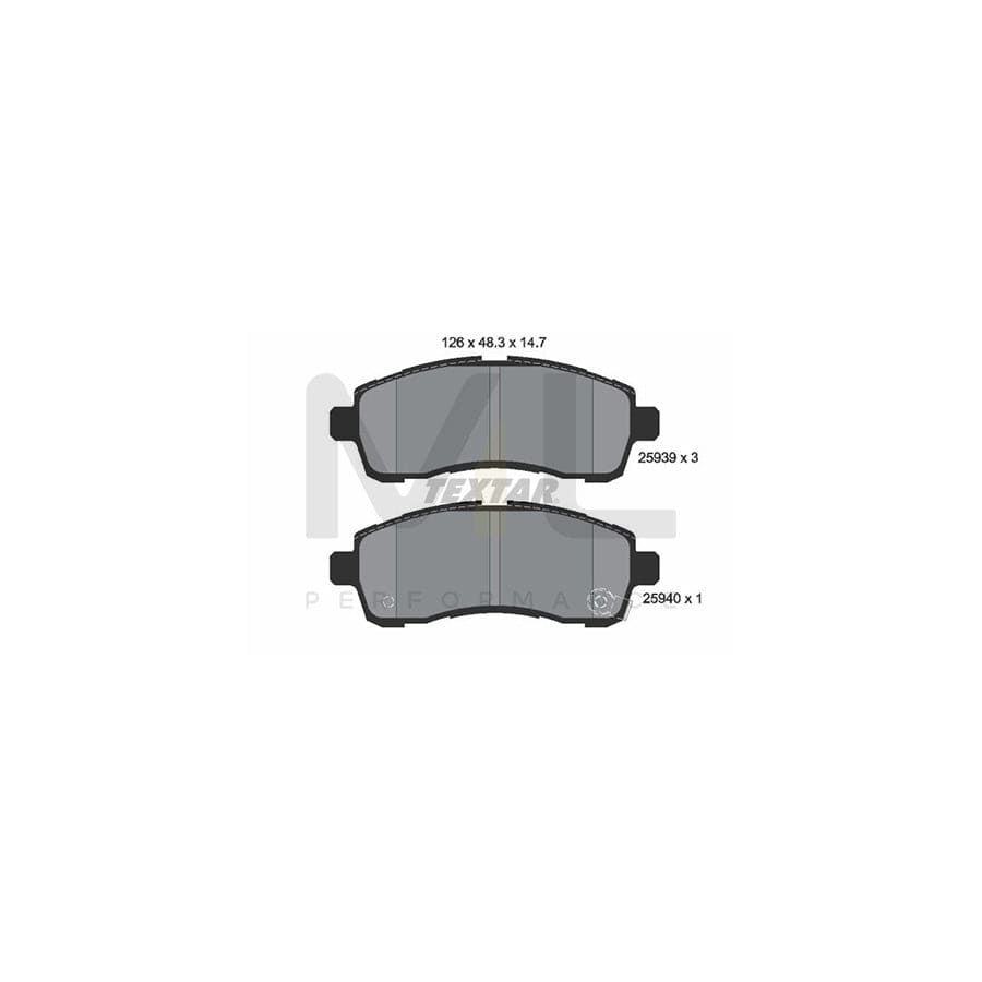 TEXTAR 2593901 Brake pad set for MAZDA 2 with acoustic wear warning