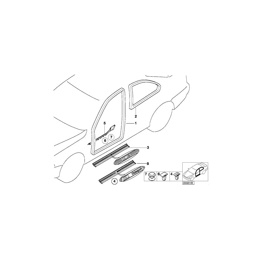 Genuine BMW 51478187170 E36 Sill Strip Right GRAU (Inc. 320i, 323i & 318is)