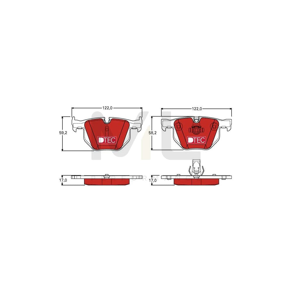TRW Dtec Cotec Gdb1727Dte Brake Pad Set Prepared For Wear Indicator