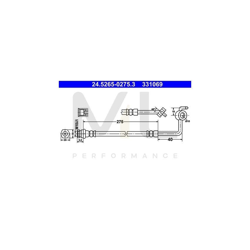 ATE 24.5265-0275.3 Brake Hose for MAZDA MX-5 II (NB) 275mm, M10x1