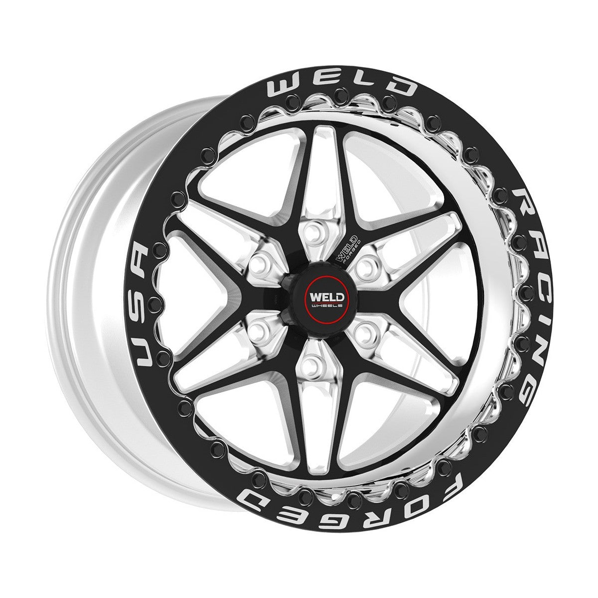 Weld 81LB7100E62F S81 Hd Beadlock Wheel 17x10 6x5.5 ET18 BS6.2 Black Center - Polished Shell